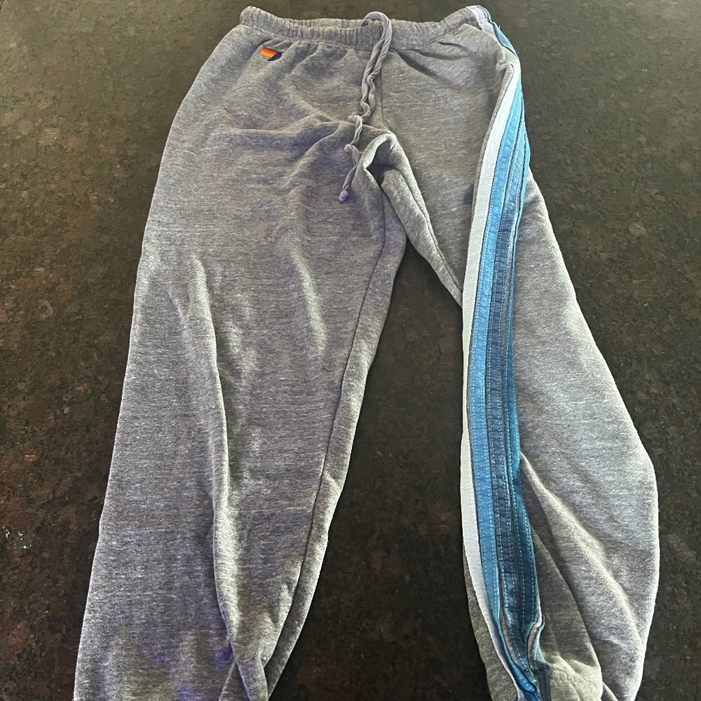Aviator Nation 5 strip Heather Grey Sweatpants